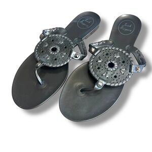 Jack Rogers Georgica Metallic Bronze Brown Jelly Thong Sandals 9 Flat Flip Flops